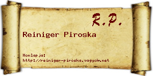 Reiniger Piroska névjegykártya